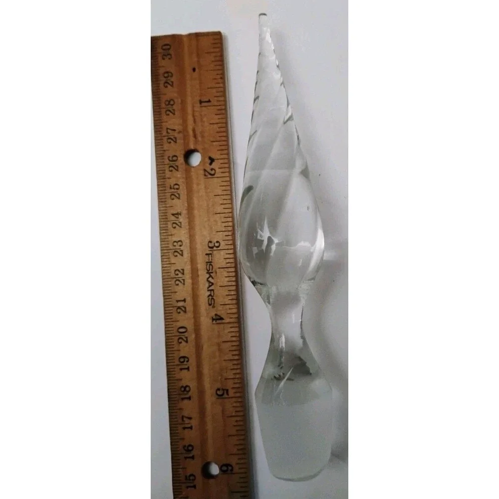 Vtg MCM Italian Murano Amber Blown Glass Decanter Twisted Stem 4 Cordial Set 15